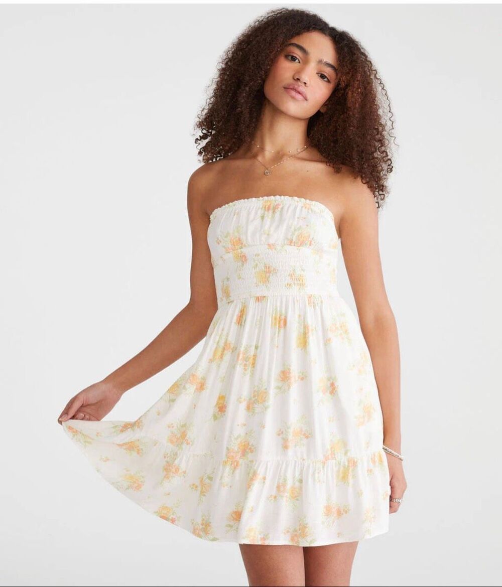 Aeropostale Strapless Floral Mini Fit and Flare Dress With Optional Straps Size